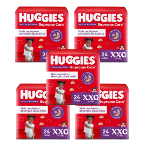 5 Pacotes Huggies Roupinha Supreme Care XXG 24 Unidades
