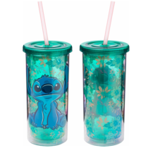 Copo Com tampa e Canudo Silver Buffalo Lilo e Stitch 591ml