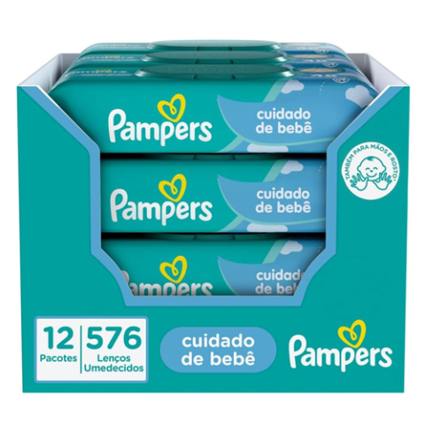 Pampers Lenços Umedecidos Cuidado de Bebê 576 unidades