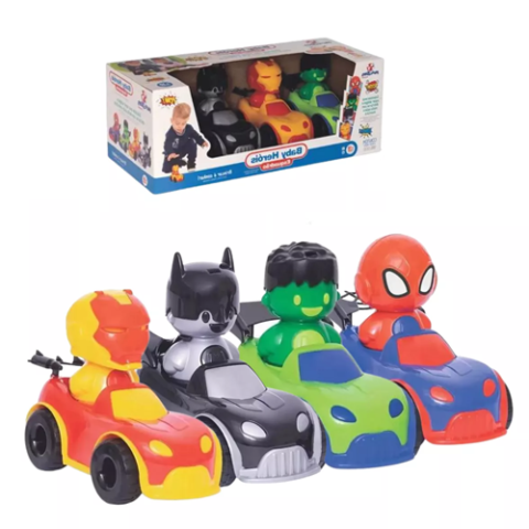 Kit 4 Carrinhos Esquadrão Baby Herois Mercotoys