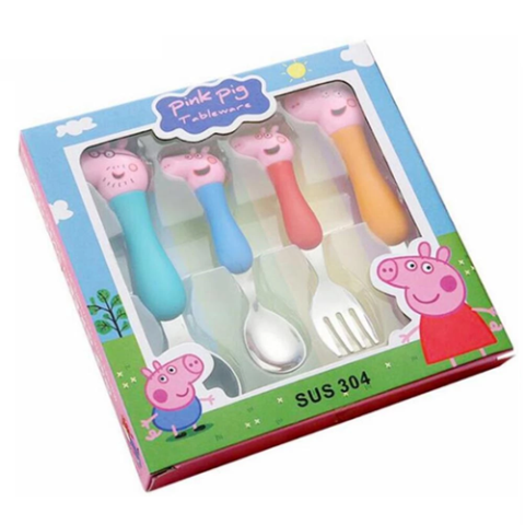 Kit 4 Talheres Peppa Pig em Inox