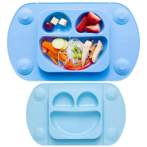 Prato Infantil Em Silicone Portátil com Ventosas Fixadoras Bpa Free Azul Mimo Style