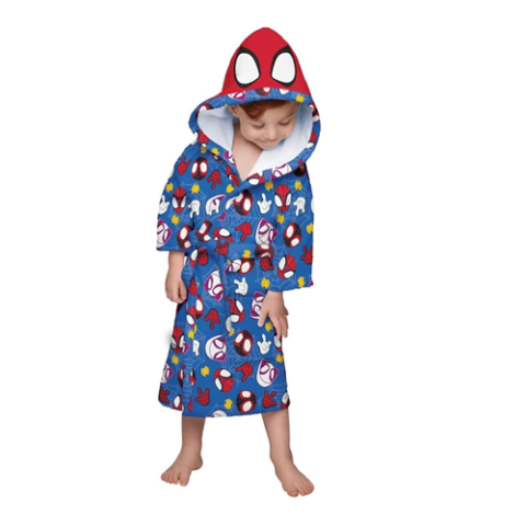 Roupão Aveludado Kids Quimono Capuz Spidey