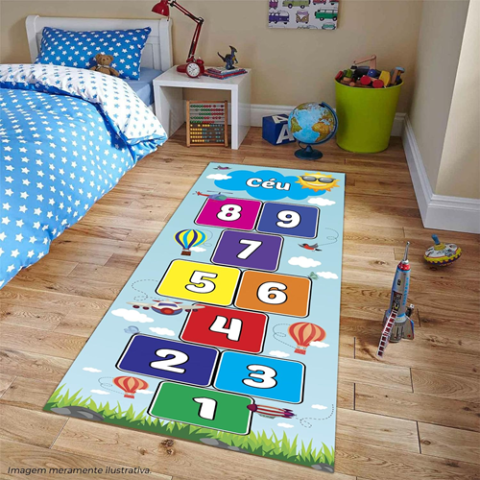 Tapete Amarelinha Ilustrado Lona Criança Céu