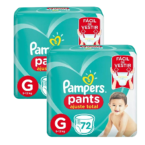 2 Pacotes Fralda Pampers Pants Ajuste Total G 72 Unidades