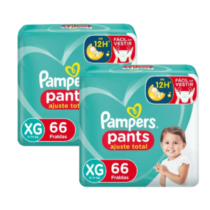2 Pacotes Fralda Pampers Pants Ajuste Total XG 66 Unidades