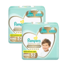 2 Pacotes Fralda Pampers Premium Care XXXG 52 Unidades