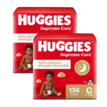 2 Pacotes Fralda Huggies Supreme Care 136 Unidades