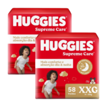 2 Pacotes Huggies Fralda Supreme Care XXG 58 Unidades