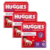 3 Pacotes Fralda Huggies Supreme Care Roupinha G 70 Unidades