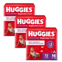 3 Pacotes Huggies Fralda Roupinha Supreme Care M 72 Unidades
