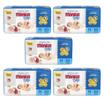 5 Pacotes Fralda Turma da Mônica Baby M 50 Unidades