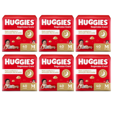 6 Pacotes Fraldas Supreme Care M 40 Unidades