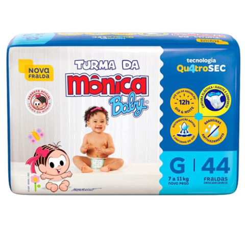 Fralda Turma da Mônica Baby Mega G 44 Unidades