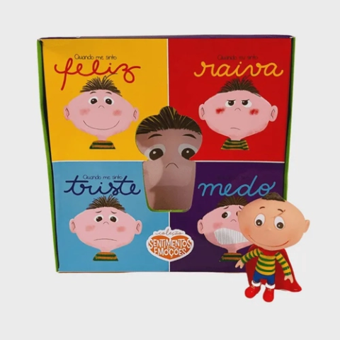 Conjunto 4 Livros Grandes Sentimentos e Emocões + Boneco Feliz
