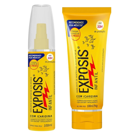 Exposis Infantil Repelente de Mosquitos e Insetos com Icaridina Hipoalergênico e sem perfume 100ml
