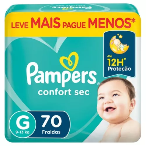 Fralda Pampers Confort Sec G 70 Unidades