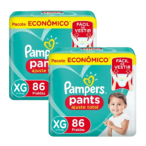 2 Pacotes Fralda Pampers Pants Ajuste Total Max XG 86 Unidades