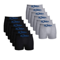 Kit 6 Cuecas Boxer Zorba Kids Preta ou Cinza