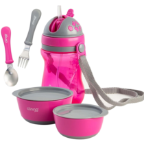 Kit Escolar Clingo 5 Peças Rosa