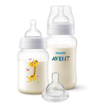 Kit Mamadeiras Anti-colic 260ml Girafa e 330ml + Bico T4 6m+