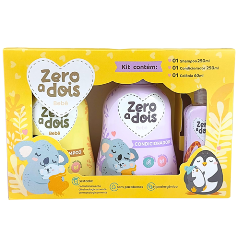 Kit Zero a dois Higiene Infantil Shampoo 250ml + Condicionador 250ml + Colônia 60ml