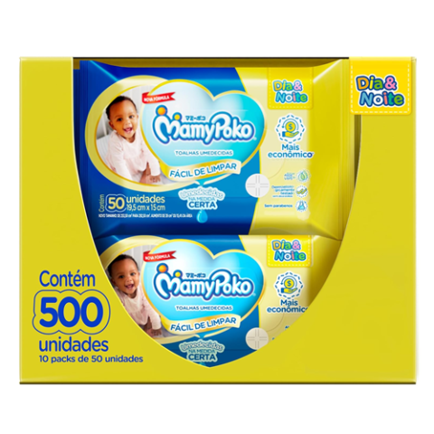 Pack MamyPoko Lenços Umedecidos Dia&Noite 500 Unidades