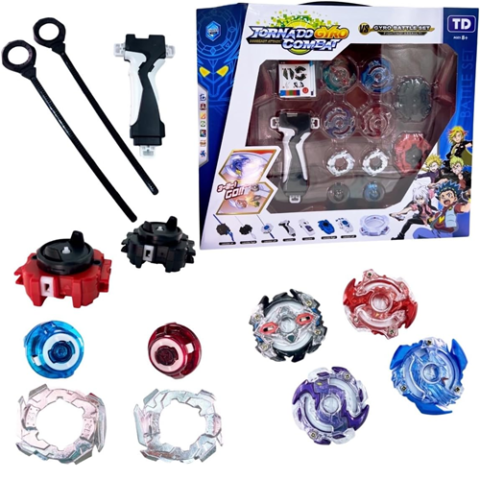 Arena Beyblade Tornado Combat com 4 Beyblade + 2 Lançadores + Super Arena Profissional