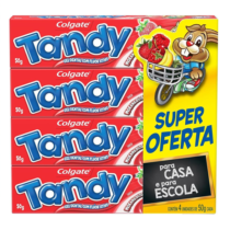 Pack 4 Unidades Creme Dental Colgate Tandy Morangostoso 50g