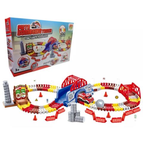 Pista Bombeiro Track Com Tunel 157 Peças Dmtoys