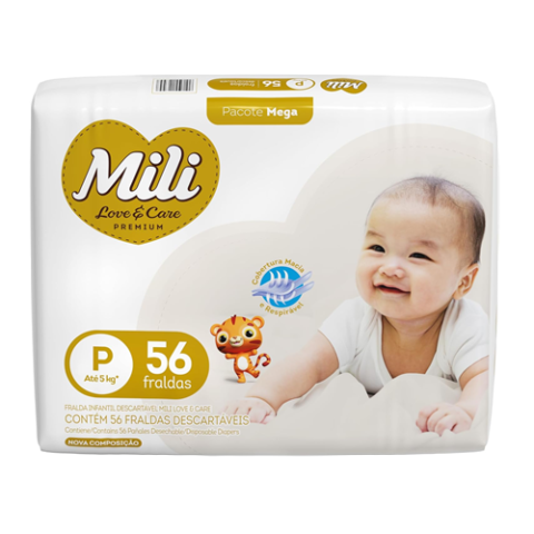Fralda Mili Love&Care P 56 Unidades