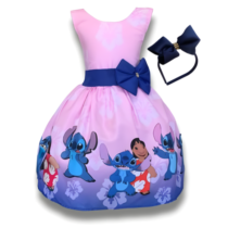 Vestido Infantil Lilo Stitch Luxo Festa Aniversário Comemorações