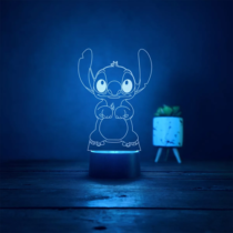 Luminária 3D Led De Mesa Infantil Stitch Abajour