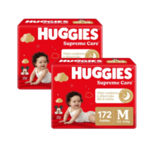 2 Pacotes Fralda Huggies Supreme Care M 172 Unidades