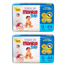 2 Pacotes Fralda Turma Da Mônica Mega G 44 Unidades