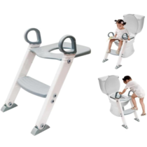 Assento Redutor Infantil Vaso Sanitário Privada Com Escada Trono Cinza