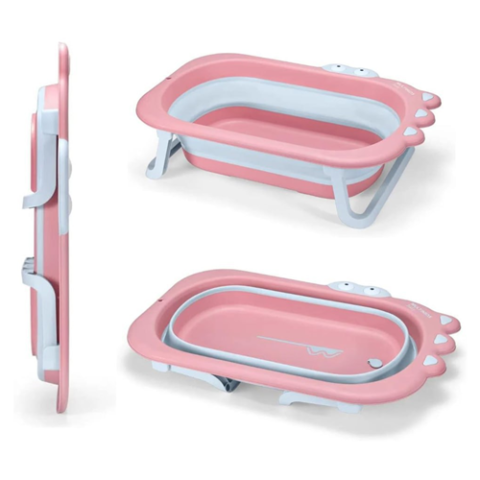 Banheira De Bebê Dobrável Crocodilo Azul ou Rosa Multikids Baby