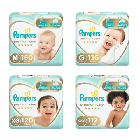 Fralda Pampers Premium Care M/G/XG/XXG
