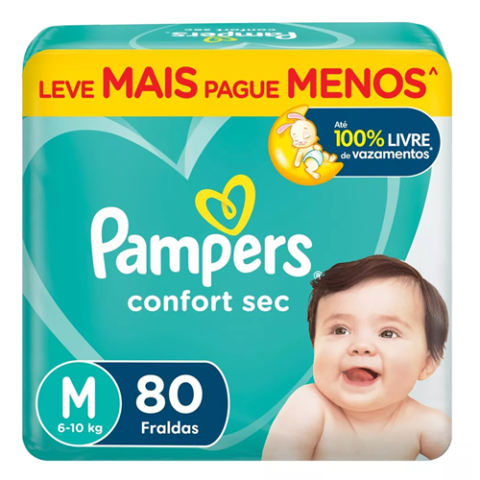 Fralda Pampers Confort Sec M 80 unidades
