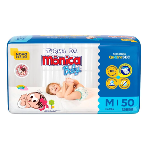 Fralda Turma da Mônica Baby Mega M 50 Unidades