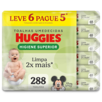 Lenços Huggies Higiene Superior Limpam 2x Mais 288 unidades