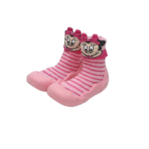 Meia com Sola Grendene Kids Rosa Disney