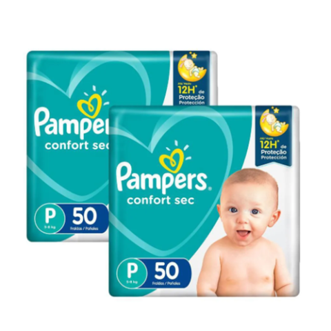2 Pacotes Fralda Pampers Confort Sec P 50 Unidades