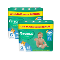 2 Pacotes Fralda Personal Baby Protect & Sec G 78 Unidades