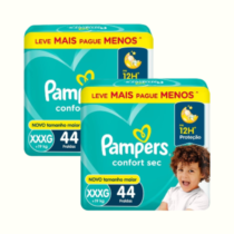 2 Pacotes Fraldas Pampers Confort Sec XXXG 44 Unidades