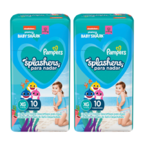 2 Pacotes Fraldas para Piscina Pampers Splashers Baby Shark G-XG 10 Unidades