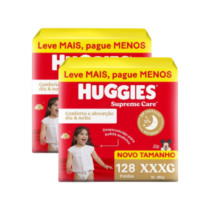 2 Pacotes Huggies Fralda Supreme Care XXXG 128 Unidades