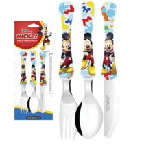Kit 3 Peças Talher Infantil Disney Mickey Inox Simonaggio
