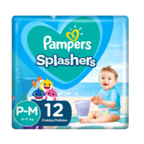 Fralda Pampers Splashers Baby Shark P/M 12 Unidades
