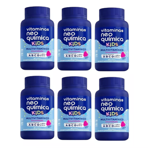Kit 6 Vitaminas Kids 60 Cápsulas Neo Química